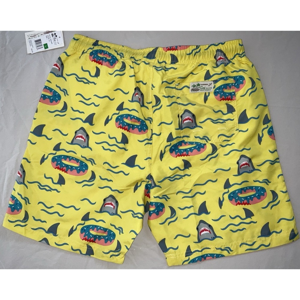 NWT Men's U.S. Surf Club Oahu, Hawaii Shark Donut Floaty Yellow Swim Trunks‎ - L - Picture 4 of 6